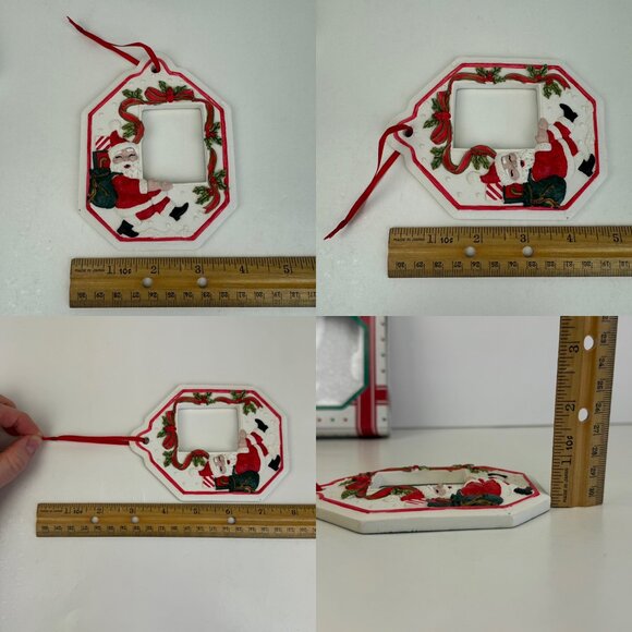 Vtg 92 Giny Inc Mail Pic Frame Ornament Santa Christmas Holiday w Orig Box READ - Picture 4 of 11